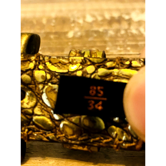 Vintage Nanni Goldtone Designer Belt Rhinestone Buckle Made in Italy Sz 85 US 34 - Picture 10 of 15